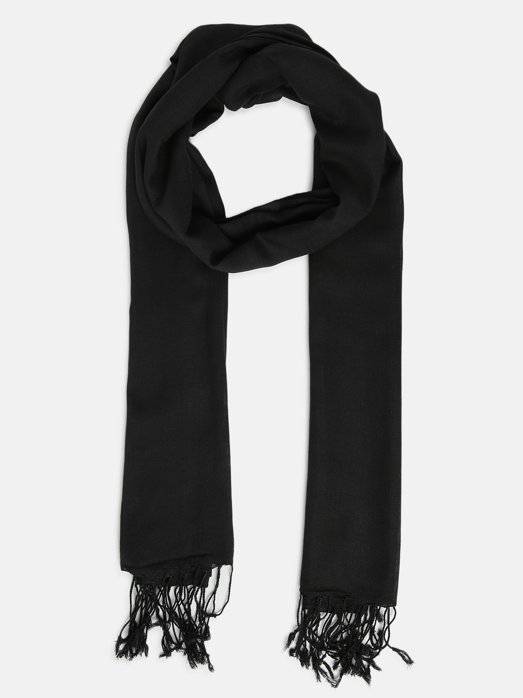 Black Rayon Solid Unisex Stole