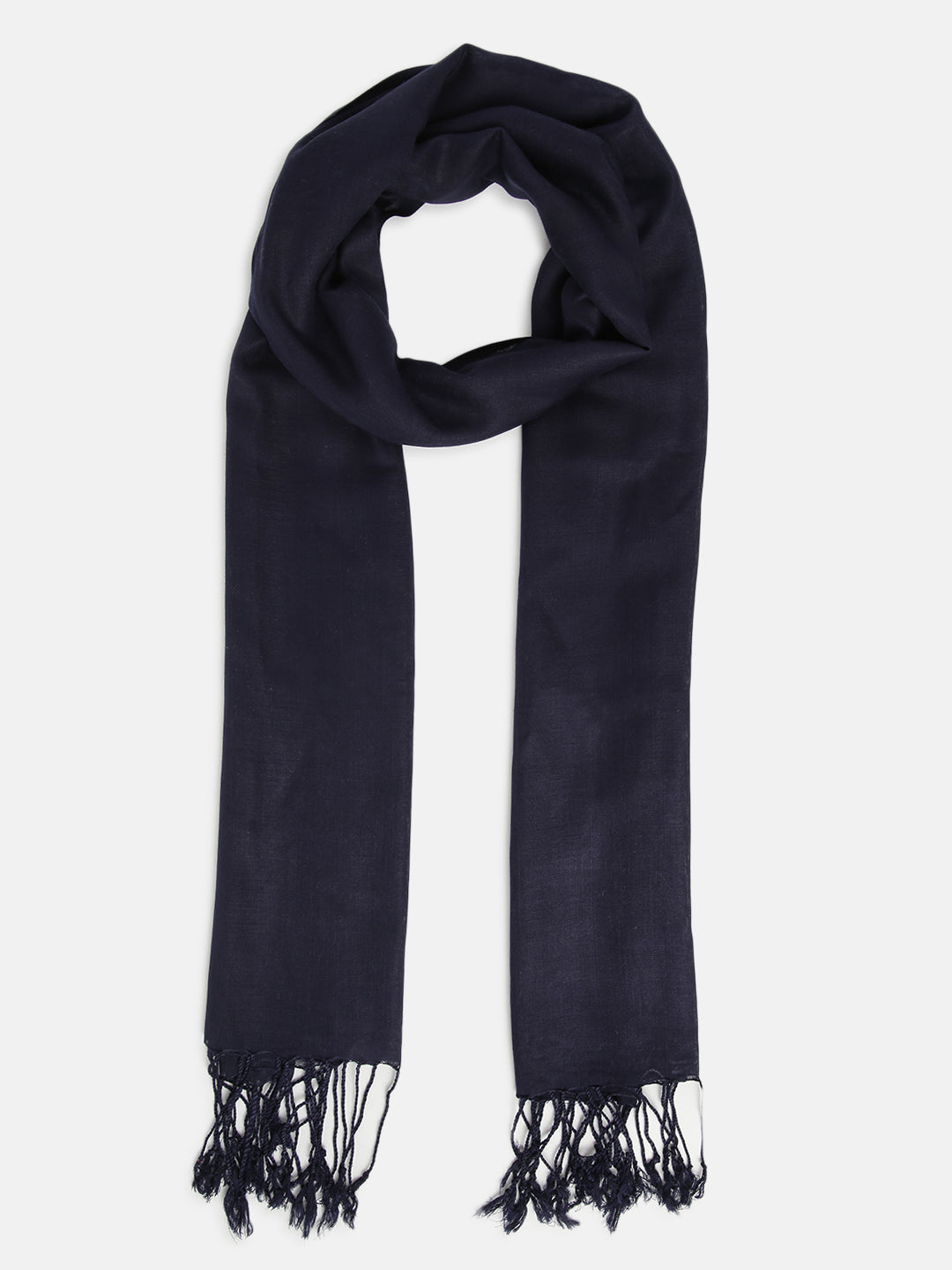 Navy Blue Rayon Solid Unisex Stole