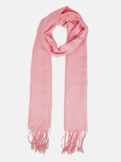 Baby Pink Rayon Solid Unisex Stole