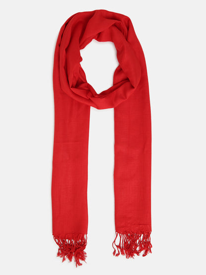 Red Rayon Solid Unisex Stole