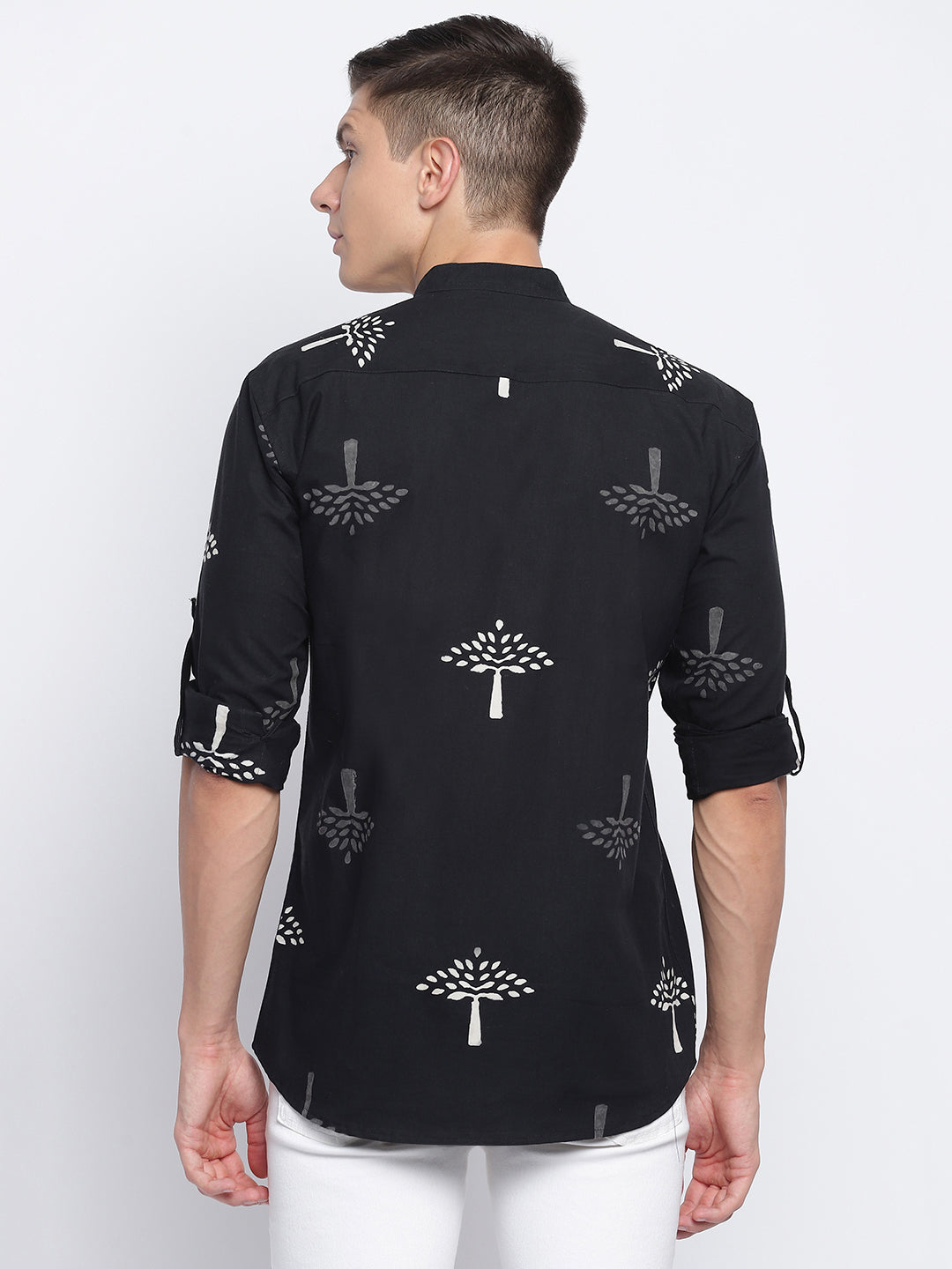 Tree Hand Block Printed Slim Fit Shirt