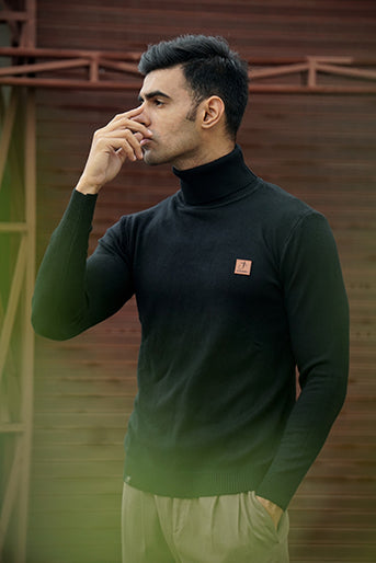 Premium Black Warm Wool Blend Turtle Neck Sweater