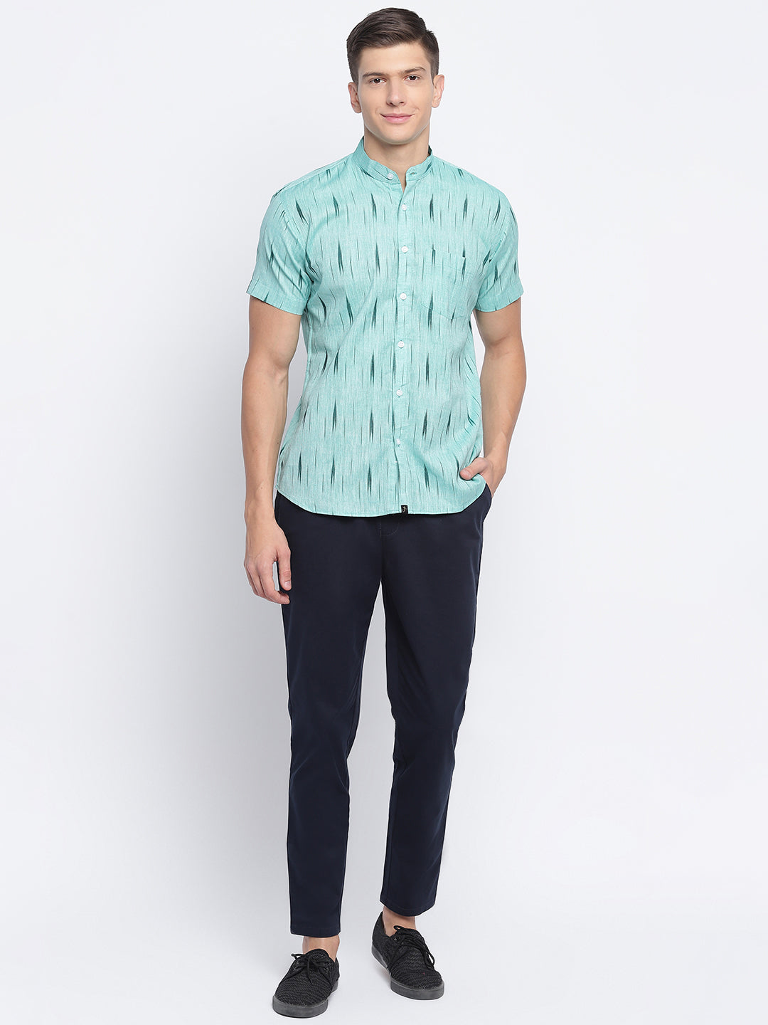 Teal Handwoven Ikat Shirt