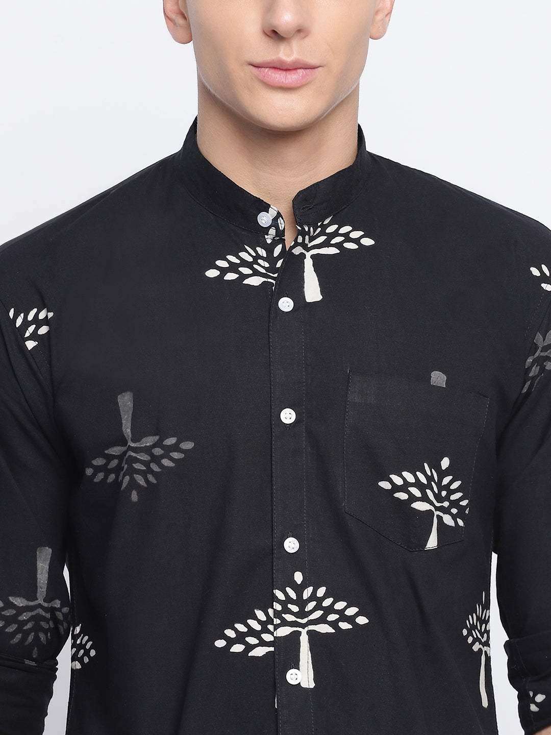 Tree Hand Block Printed Slim Fit Shirt