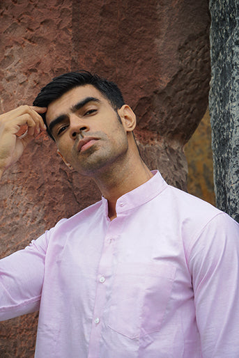 Premium Light Pink Yarn Dyed Cotton  Regular Fit Solid Shirt