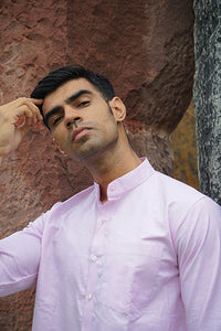 Premium Light Pink Yarn Dyed Cotton  Regular Fit Solid Shirt