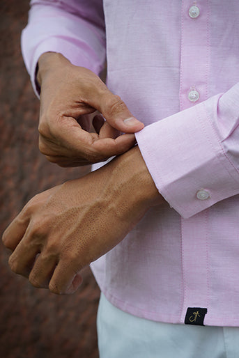 Premium Light Pink Yarn Dyed Cotton  Regular Fit Solid Shirt