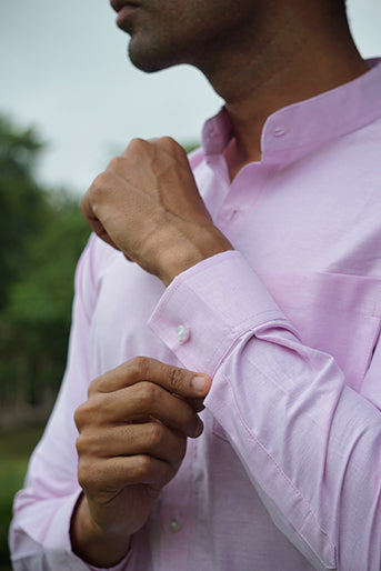 Premium Light Pink Yarn Dyed Cotton  Regular Fit Solid Shirt