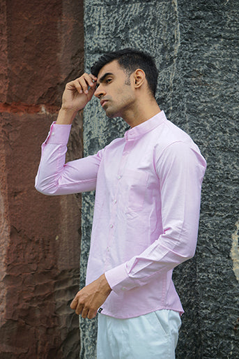 Premium Light Pink Yarn Dyed Cotton  Regular Fit Solid Shirt