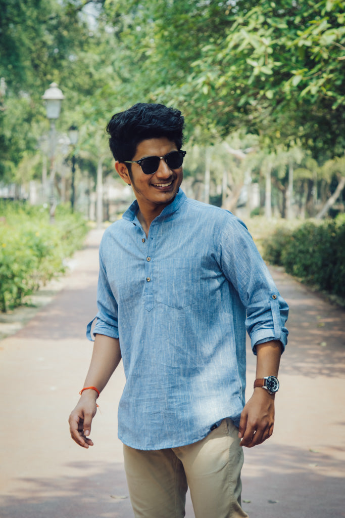 Cotton Linen Textured Short Kurta