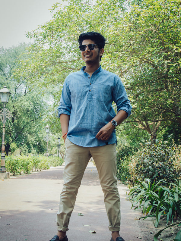 Cotton Linen Textured Short Kurta