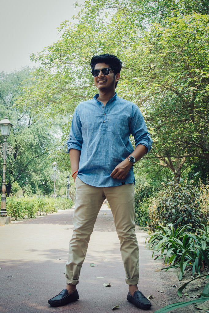 Cotton Linen Textured Short Kurta