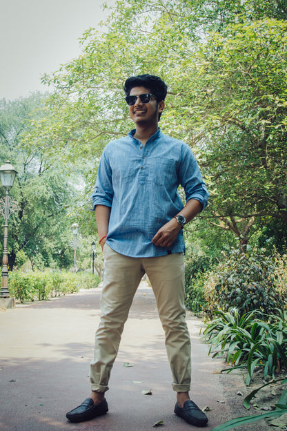 Cotton Linen Textured Short Kurta