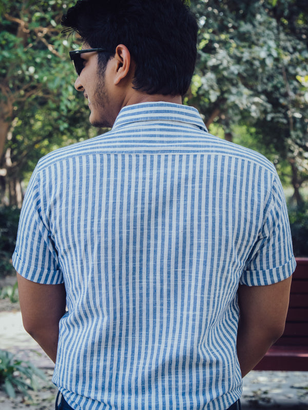 Striped Cotton Linen Slim Fit Shirt