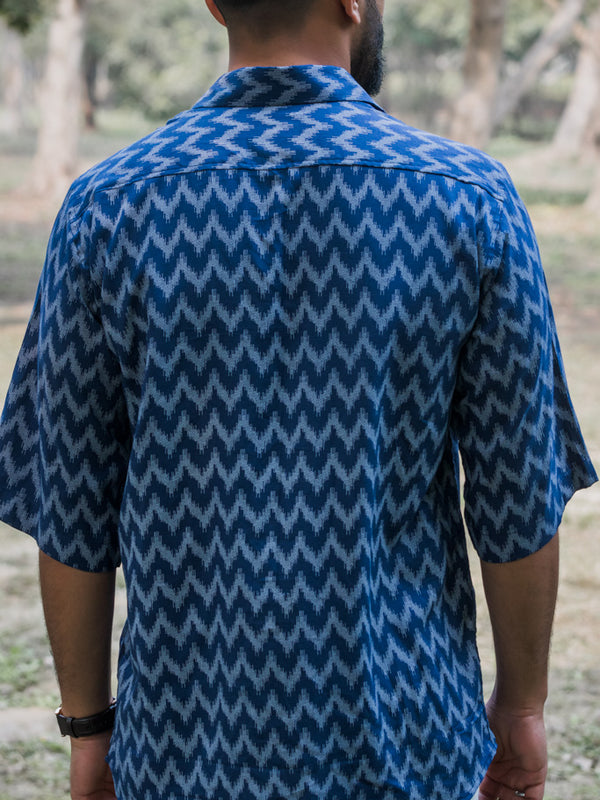Blue Ikat Print Premium Oversized Unisex Shirt