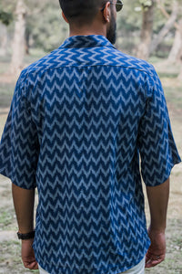 Blue Ikat Print Premium Oversized Unisex Shirt