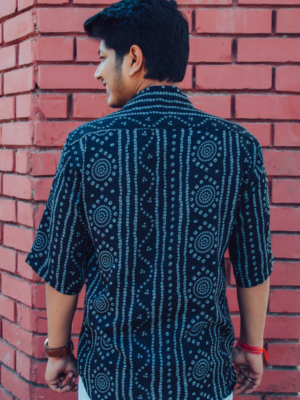 Black Bandhej Print Premium Oversized Unisex Shirt