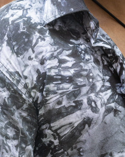 Greyish Black and White Tie Dye Slim Fit Premium Rayon Unisex Shirt