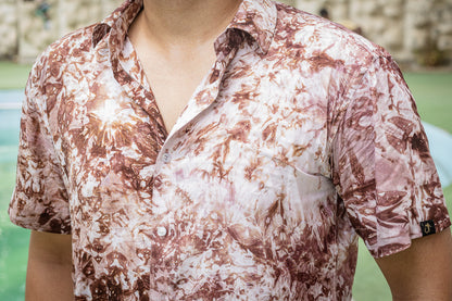 Brown and White Tie Dye Slim Fit Premium Rayon Unisex Shirt