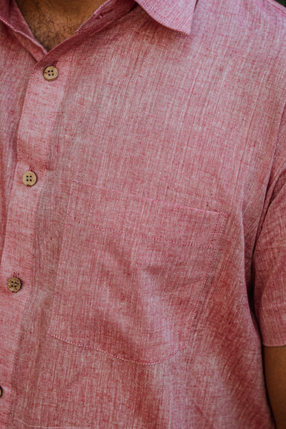 Pink Pure Khadi Men Regular Fit Shirt