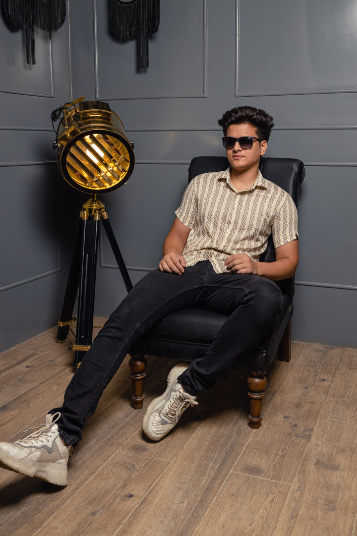 Geometrical Stripes Premium Rayon Slim Fit Unisex Shirt