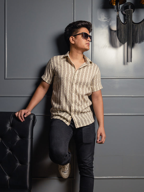 Geometrical Stripes Premium Rayon Slim Fit Unisex Shirt