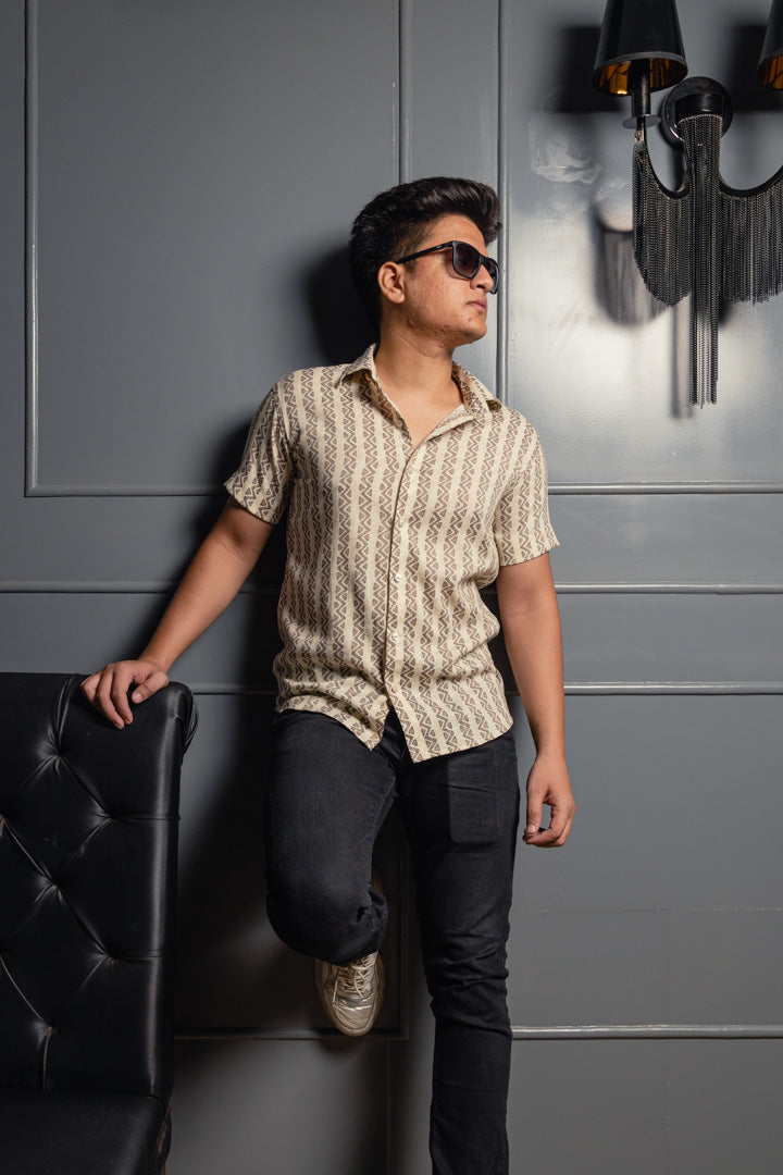Geometrical Stripes Premium Rayon Slim Fit Unisex Shirt