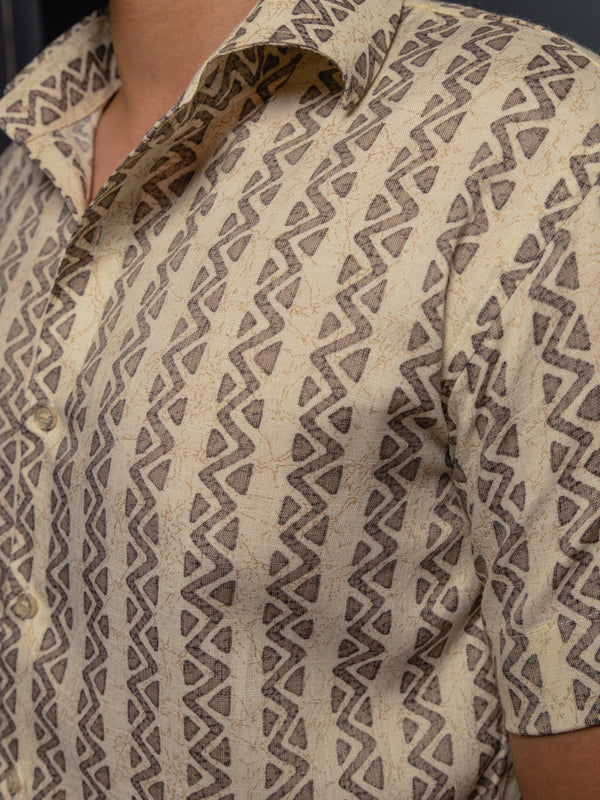 Geometrical Stripes Premium Rayon Slim Fit Unisex Shirt