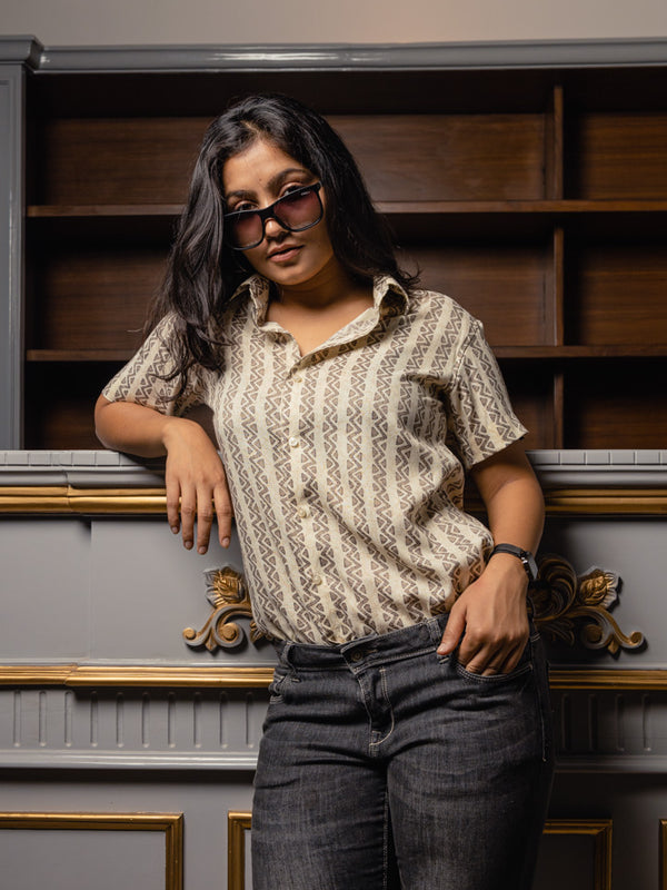 Geometrical Stripes Premium Rayon Slim Fit Unisex Shirt