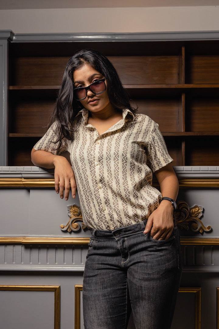 Geometrical Stripes Premium Rayon Slim Fit Unisex Shirt