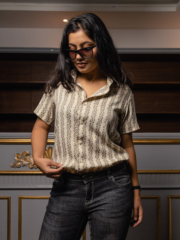 Geometrical Stripes Premium Rayon Slim Fit Unisex Shirt