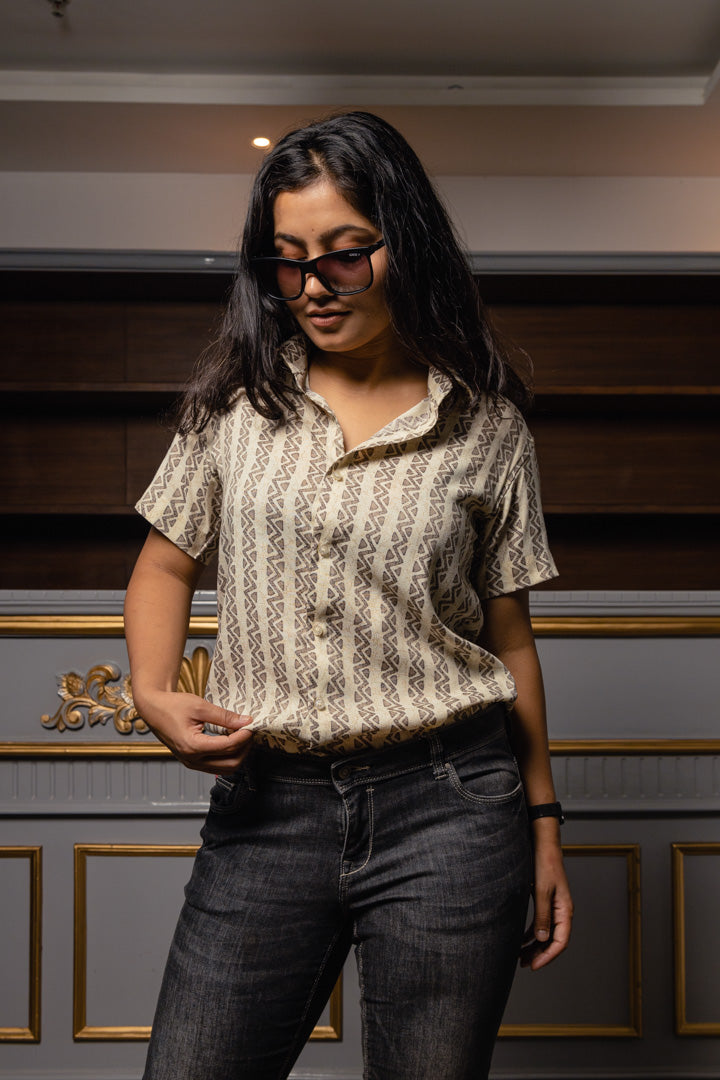 Geometrical Stripes Premium Rayon Slim Fit Unisex Shirt
