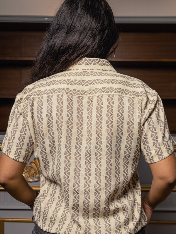 Geometrical Stripes Premium Rayon Slim Fit Unisex Shirt