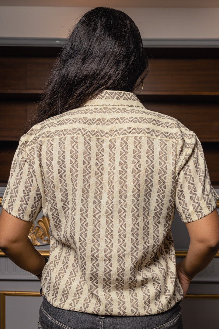 Geometrical Stripes Premium Rayon Slim Fit Unisex Shirt