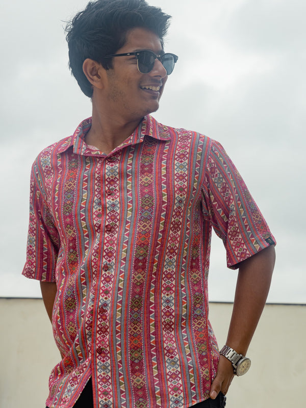 Pink Tribal Print Premium Oversized Unisex Rayon Shirt