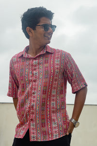 Pink Tribal Print Premium Oversized Unisex Rayon Shirt