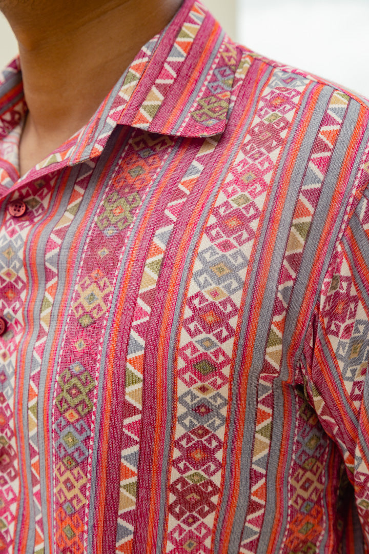 Pink Tribal Print Premium Oversized Unisex Rayon Shirt