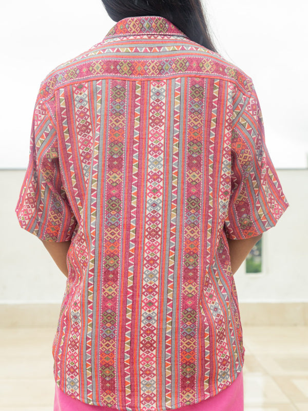Pink Tribal Print Premium Oversized Unisex Rayon Shirt
