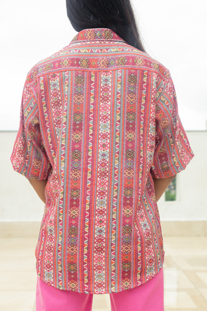 Pink Tribal Print Premium Oversized Unisex Rayon Shirt