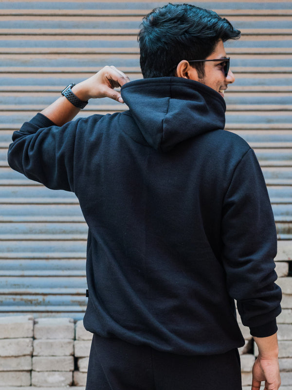 Black Pure Cotton Warm Unisex Hoodie