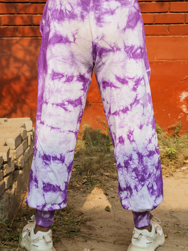 Lavender Tie Dye Pure Cotton Warm Unisex Hoodie & Jogger Co-ord Set