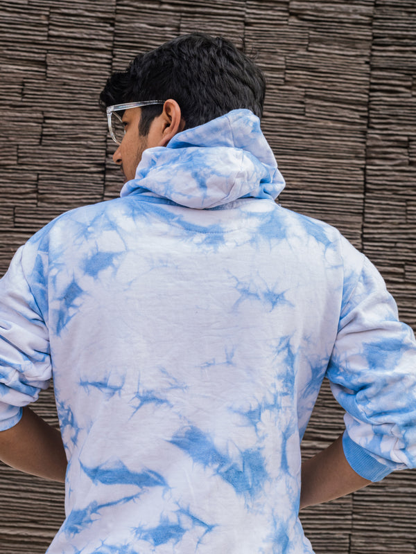 Baby Blue Tie Dye Pure Cotton Warm Unisex Hoodie
