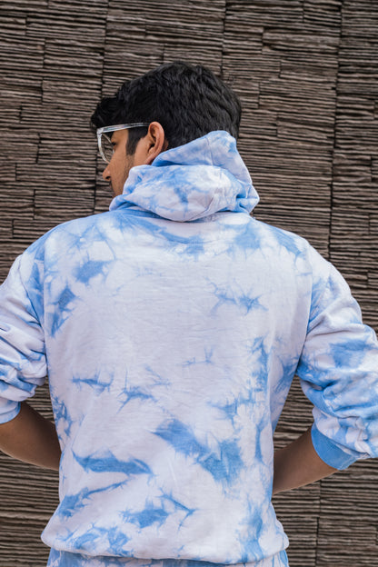 Baby Blue Tie Dye Pure Cotton Warm Unisex Hoodie & Jogger Co-ord Set