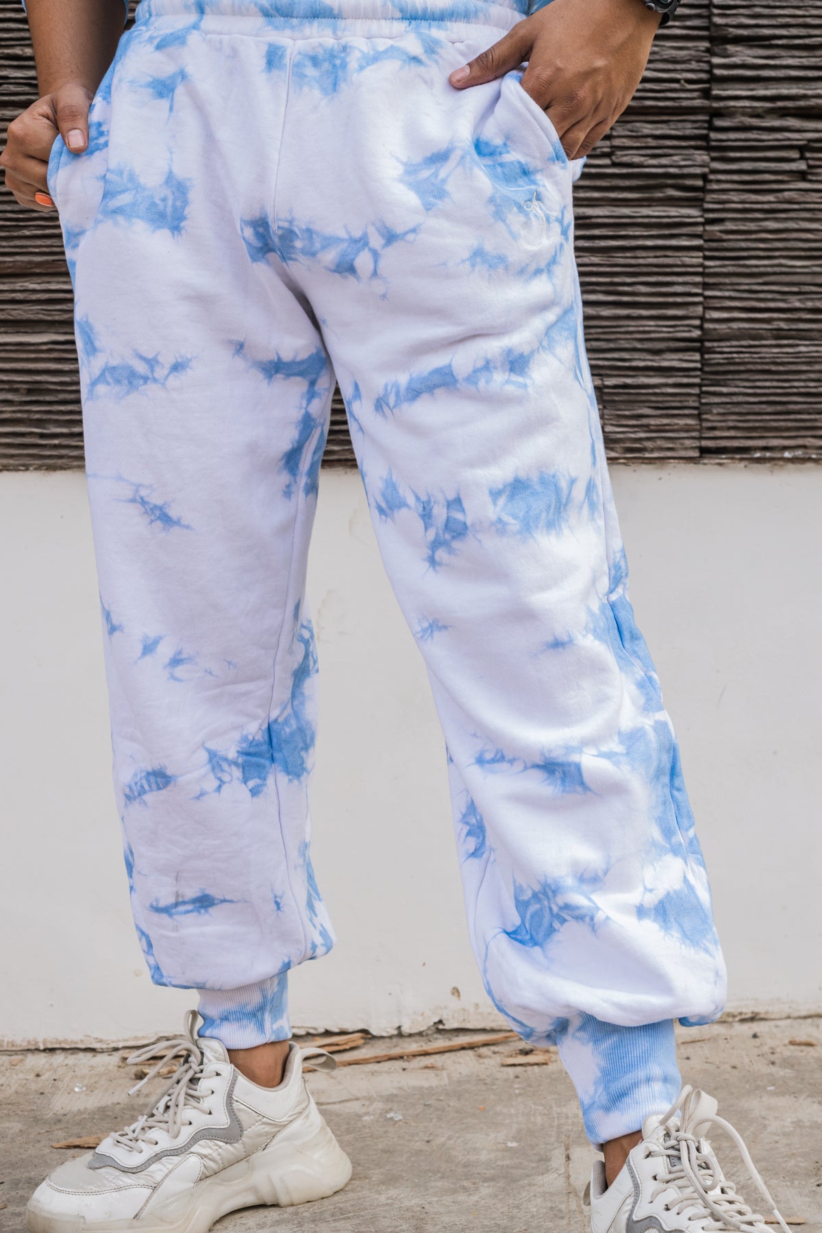 Baby Blue Tie Dye Pure Cotton Warm Unisex Hoodie & Jogger Co-ord Set