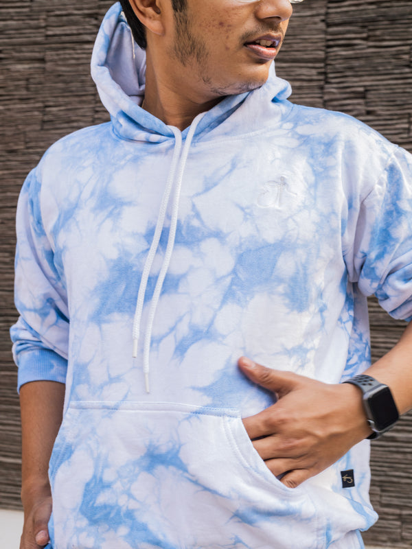 Baby Blue Tie Dye Pure Cotton Warm Unisex Hoodie