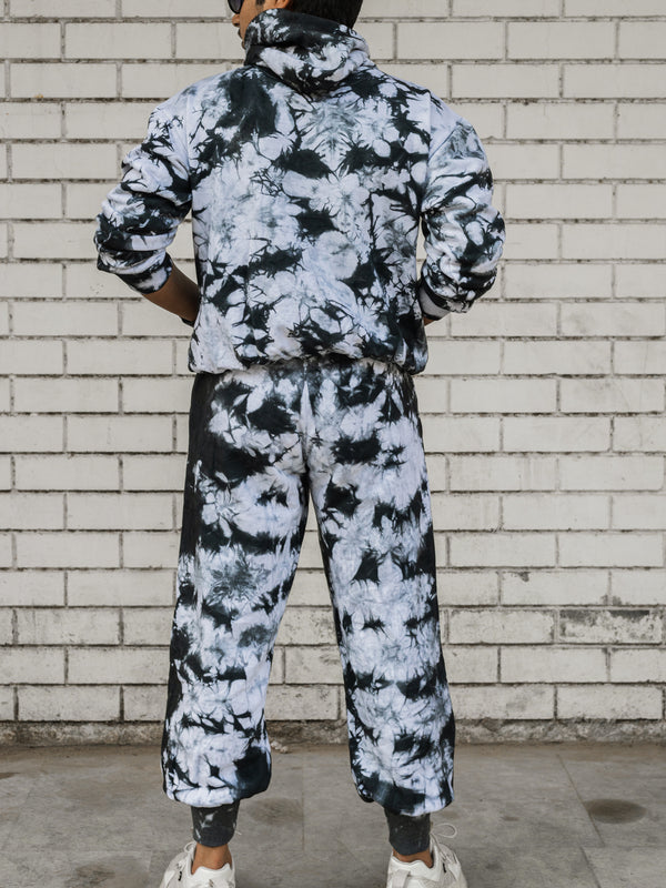 Black Tie Dye Pure Cotton Warm Unisex Hoodie & Jogger Co-ord Set