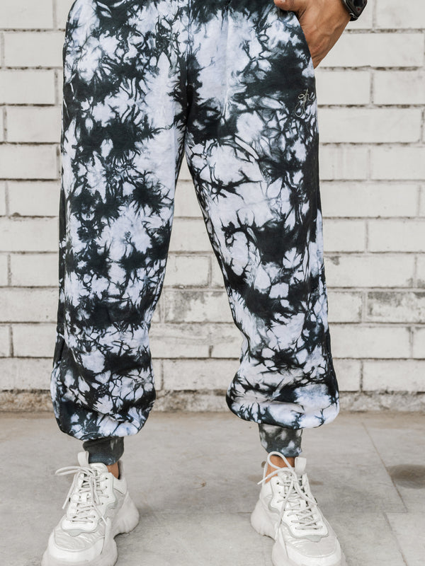 Black Tie Dye Pure Cotton Warm Unisex Hoodie & Jogger Co-ord Set