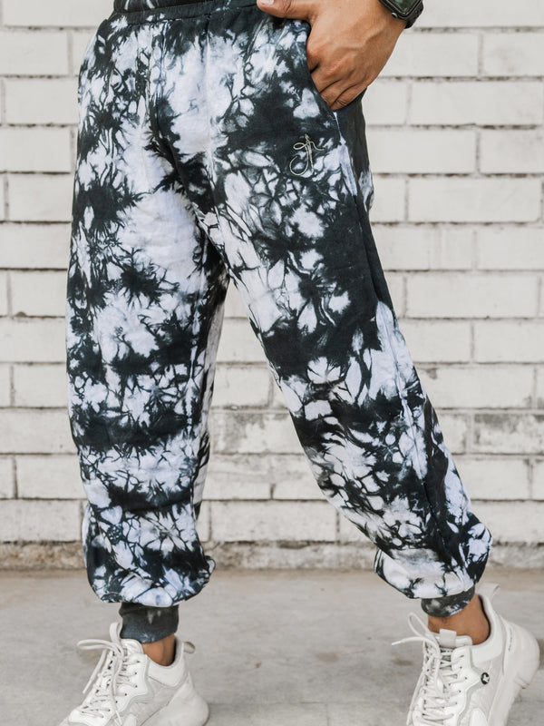 Black Tie Dye Pure Cotton Warm Unisex Hoodie & Jogger Co-ord Set