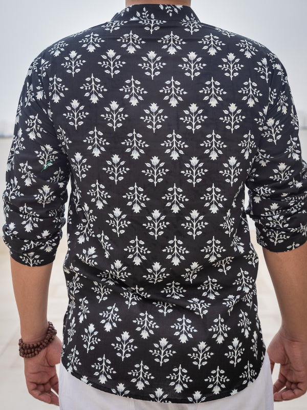 Black Ethinc Motifs Handblock Printed Short Kurta