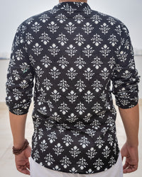Black Ethinc Motifs Handblock Printed Short Kurta